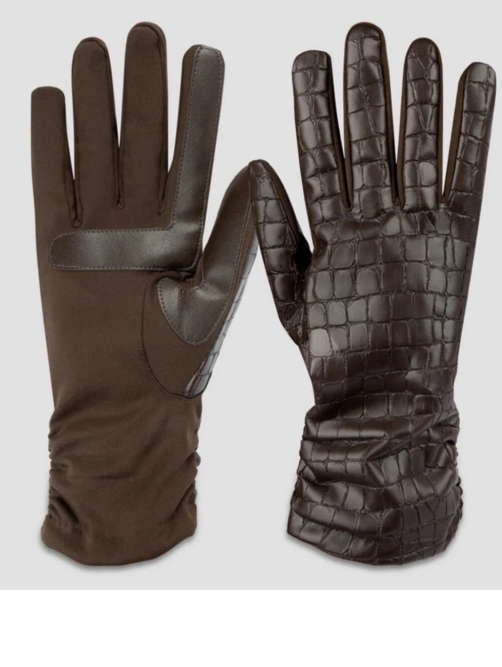 NEW Isotoner Women's Faux Croc Leather Gloves, Size S/M